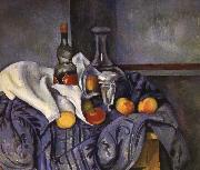 Paul Cezanne and fruit still life of wine oil